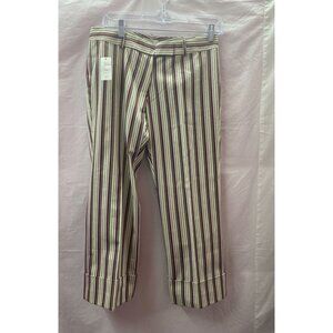 Zba Women's Size 6 Mid-Rise Capri Maroon & Black Striped Pants New with Tag